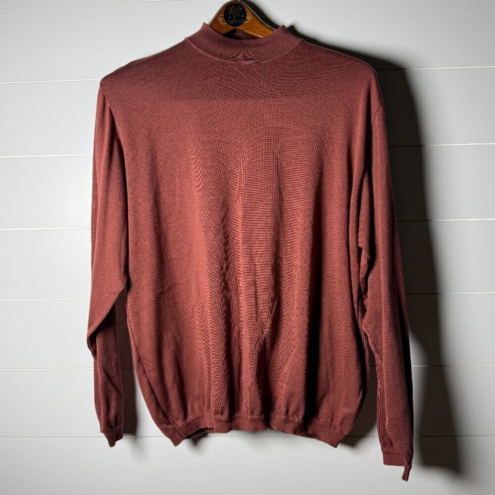 St. Croix Knits Classic Mock Neck Sweater Pullover Lightweight Medium